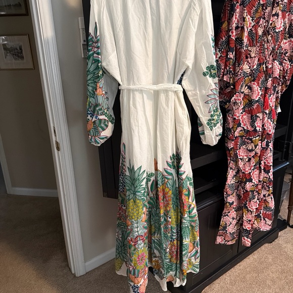 Boden Women's Green Notch Neck Cotton Maxi Dress Ivory Pineapple Floral 16 - 18 - Picture 10 of 11